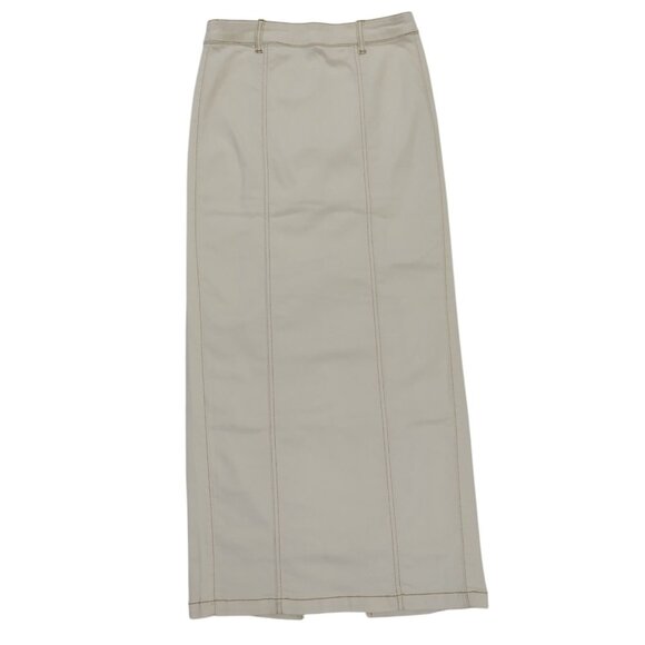 Belle Vere Womens XS Beige High Waist Maxi Skirt With Belt Loops & Stitch Detail - Picture 1 of 7